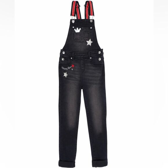Wonder Nation Overall Girls Size L (10-12) Black Embroidered Roll Cuff - Picture 1 of 5